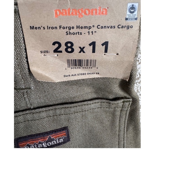 Patagonia Mens Iron Forge Hemp Canvas Cargo 11" Shorts Size 28 Dk Ash 57080 NEW - Picture 3 of 6